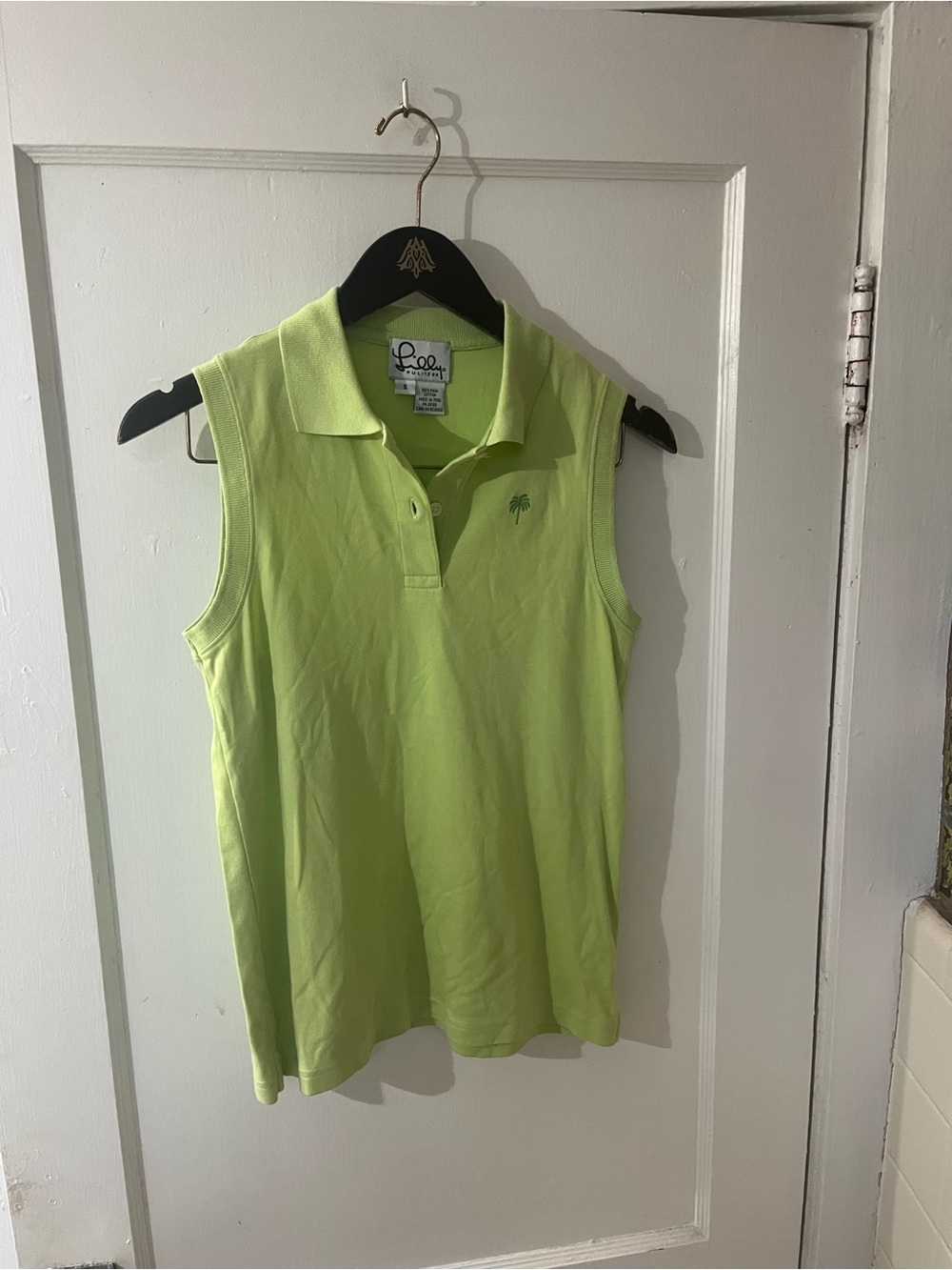 VINTAGE GOLF Lilly Pulitzer Lime Green Sleeveless Island Polo Shirt XS EUC